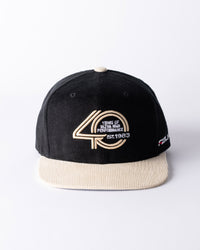 FALKEN X MITCHELL & NESS 40 YEARS ALL DIRECTIONS SNAPBACK — BLACK & CREAM