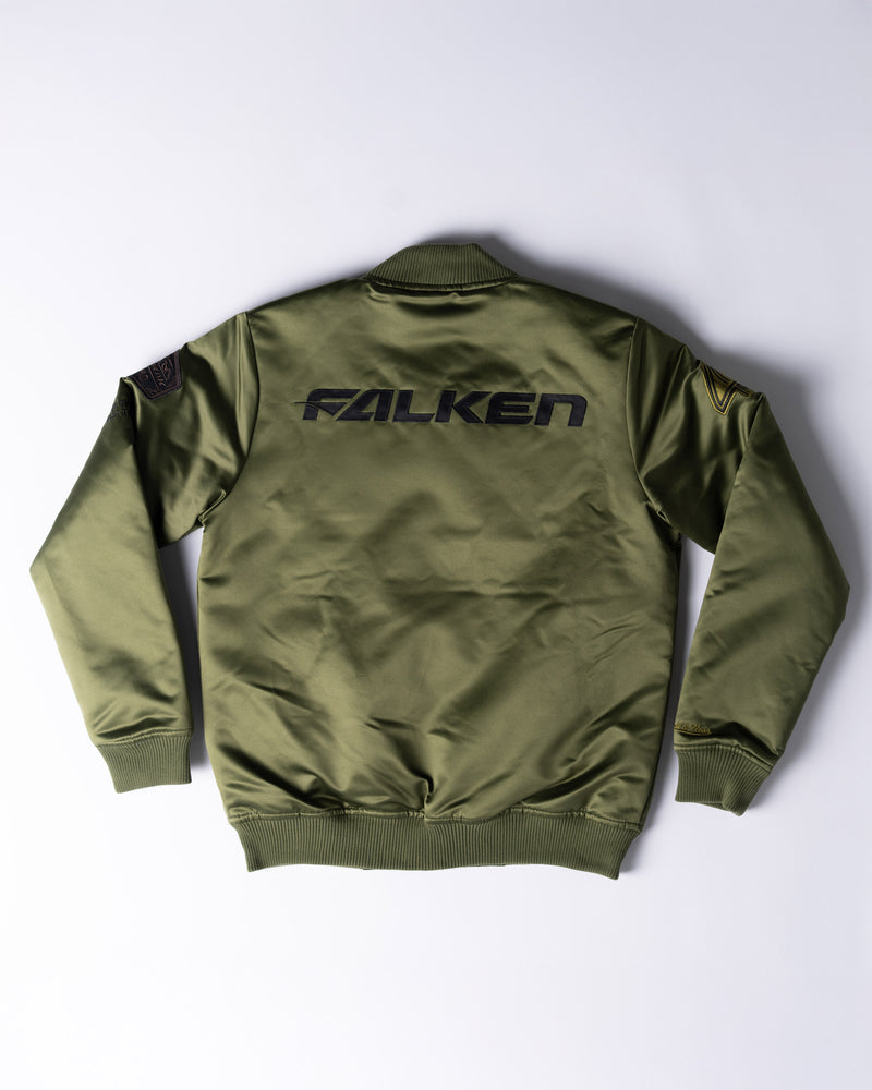 FALKEN x MITCHELL & NESS WILDPEAK SATIN BOMBER JACKET
