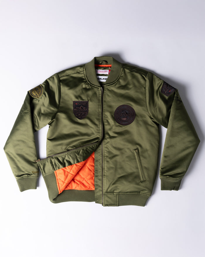 FALKEN x MITCHELL & NESS WILDPEAK SATIN BOMBER JACKET