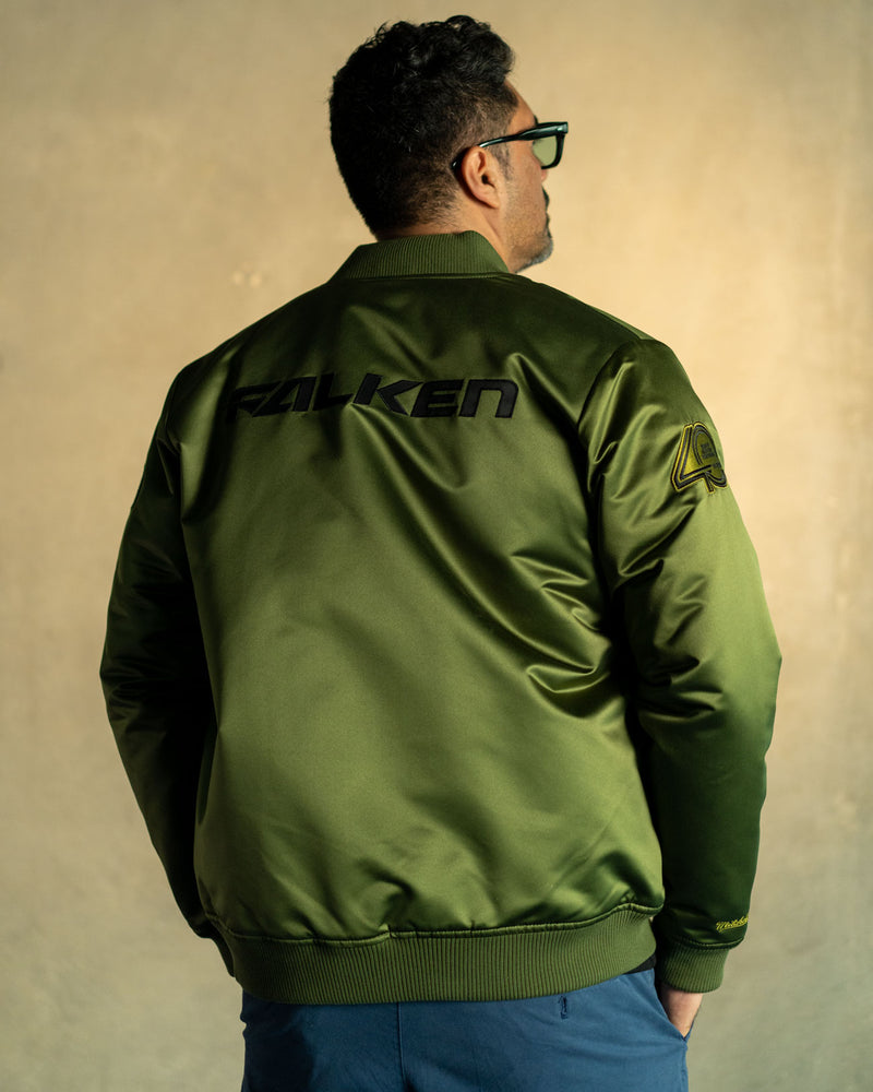 FALKEN x MITCHELL & NESS WILDPEAK SATIN BOMBER JACKET