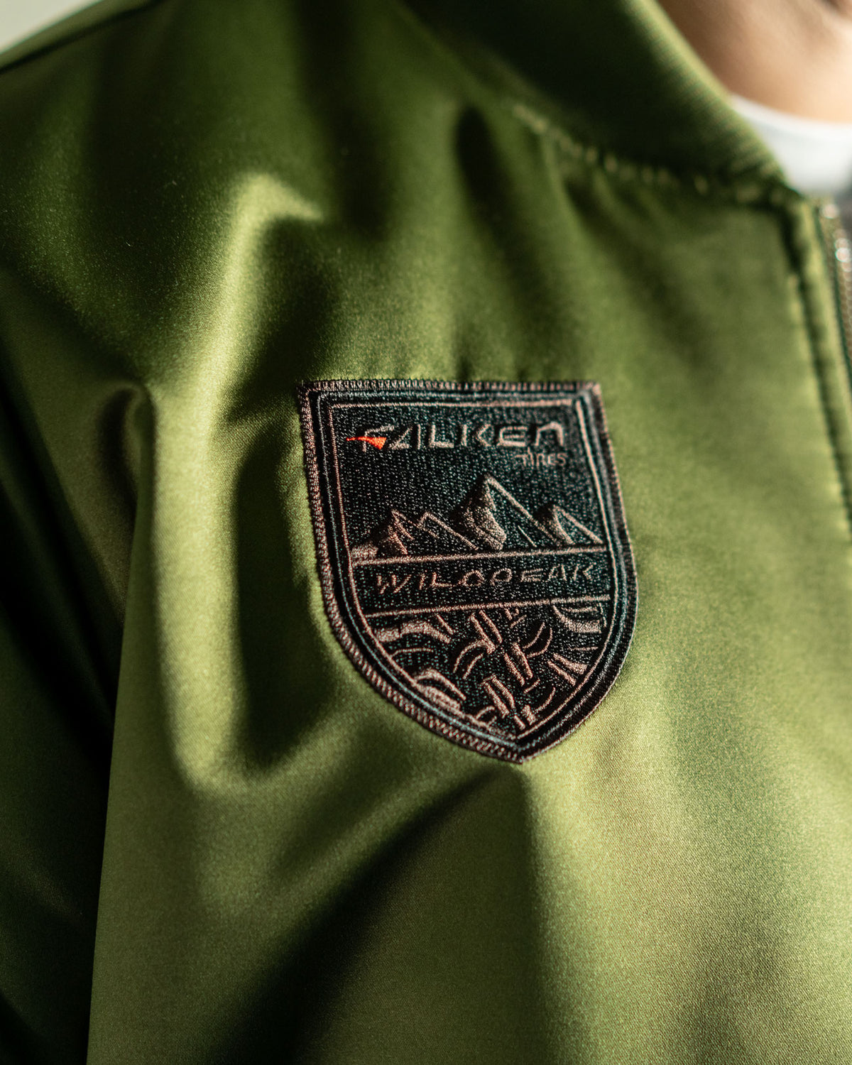 FALKEN x MITCHELL & NESS WILDPEAK SATIN BOMBER JACKET