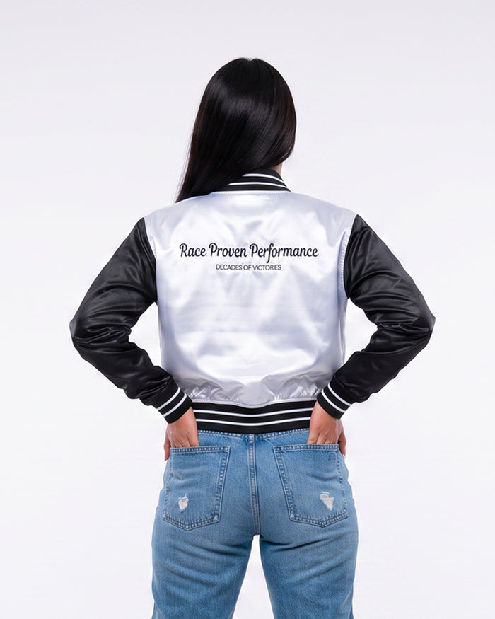 FALKEN X MITCHELL & NESS WOMEN'S CROPPED BOMBER JACKET