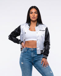 FALKEN X MITCHELL & NESS WOMEN'S CROPPED BOMBER JACKET