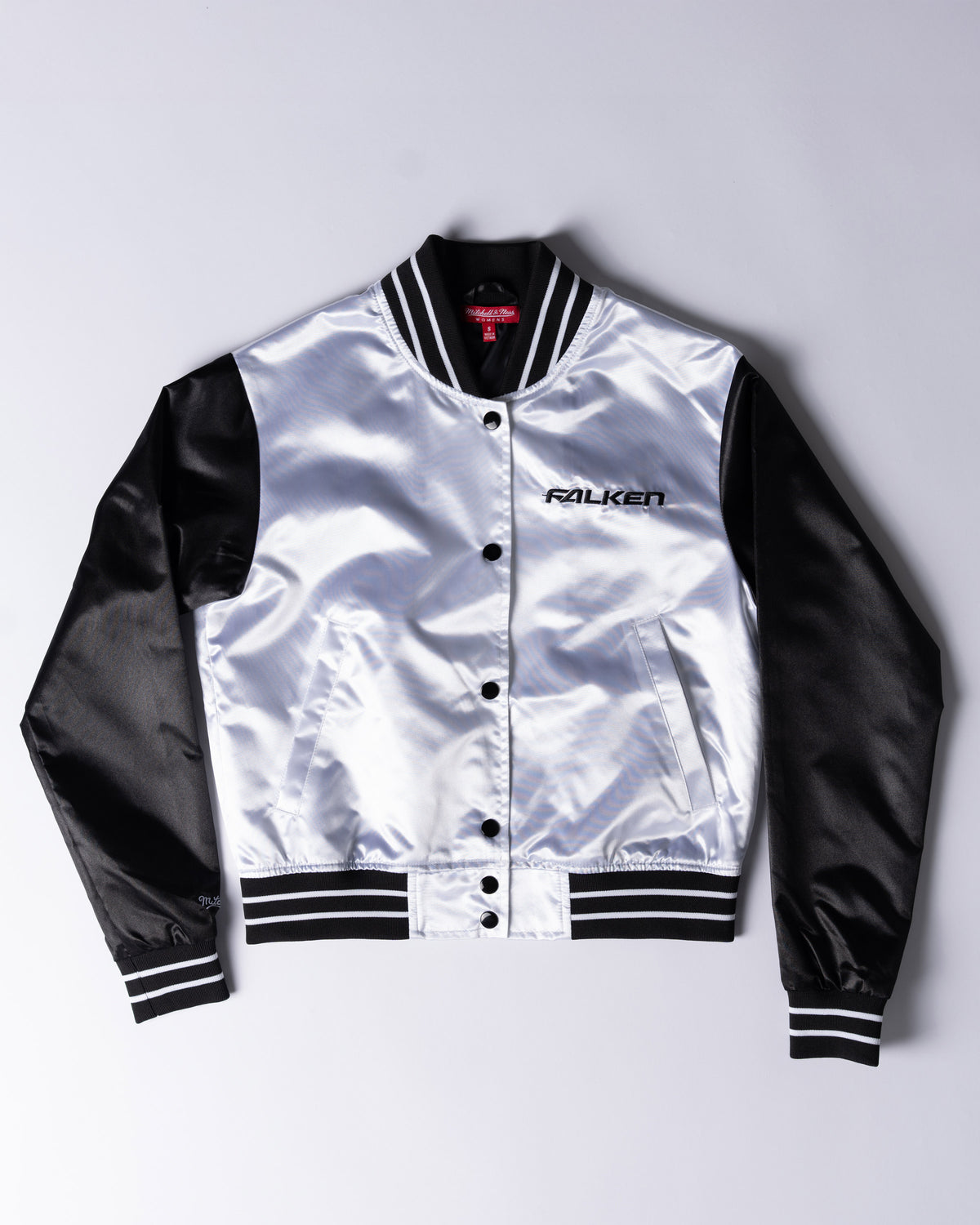 FALKEN X MITCHELL & NESS WOMEN'S CROPPED BOMBER JACKET