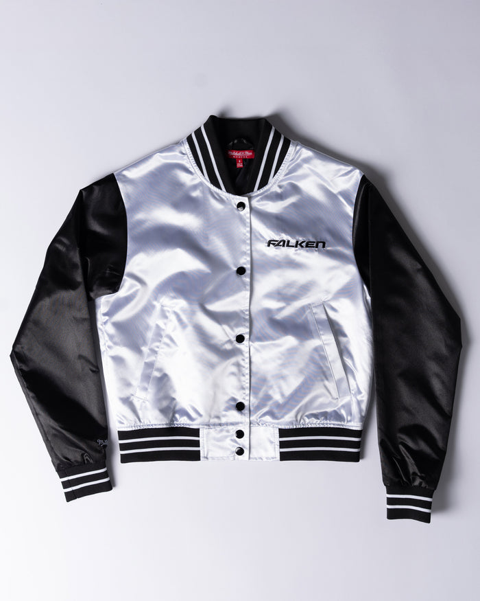 FALKEN X MITCHELL & NESS WOMEN'S CROPPED BOMBER JACKET